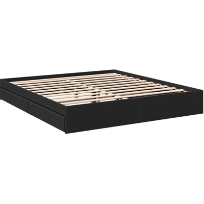 vidaXL Bettgestell mit Schubladen - Doppel, Schwarz, 200x200 cm vidaXL Bettgestell mit Schubladen - Doppel, Schwarz, 200x200 cm