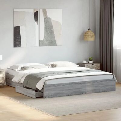 vidaXL Bettgestell mit Schubladen - Grau Sonoma, 180x200 cm vidaXL Bettgestell mit Schubladen - Grau Sonoma, 180x200 cm
