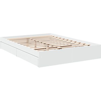vidaXL Bettgestell mit Schubladen - Doppel, Weiß, 160x200 cm vidaXL Bettgestell mit Schubladen - Doppel, Weiß, 160x200 cm