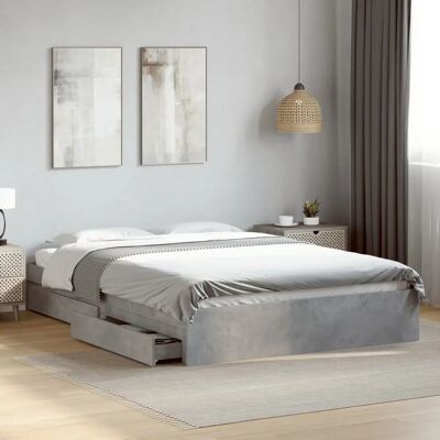 vidaXL Bettgestell mit Schubladen - 150x200 cm - Modern Grau - Bettgestell vidaXL Bettgestell mit Schubladen - 150x200 cm - Modern Grau - Bettgestell