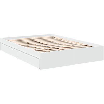 vidaXL Bed Frame with Drawers - Double - White - 140x190 cm vidaXL Bed Frame with Drawers - Double - White - 140x190 cm