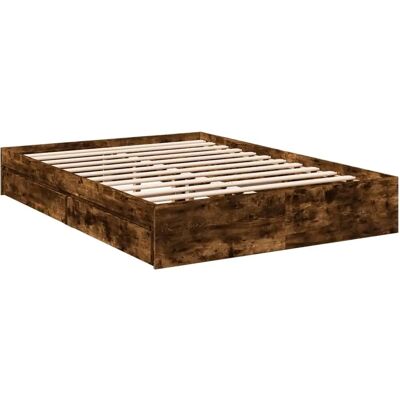 vidaXL Bed Frame with Drawers - Smoked Oak, 120x190 cm vidaXL Bed Frame with Drawers - Smoked Oak, 120x190 cm