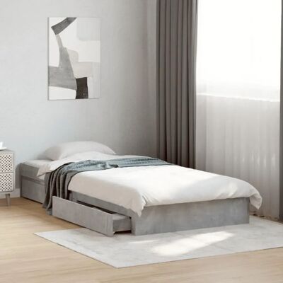 vidaXL Bed Frame with Drawers - Bed, 90x190 cm, Betongrijs, Multiplex vidaXL Bed Frame with Drawers - Bed, 90x190 cm, Betongrijs, Multiplex