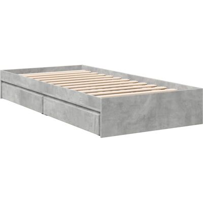 vidaXL Bed Frame with Drawers - Concrete Grey - Bed - 75x190 cm vidaXL Bed Frame with Drawers - Concrete Grey - Bed - 75x190 cm