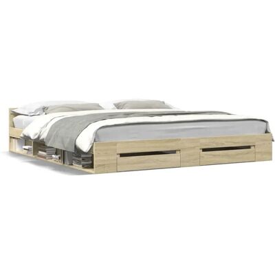 vidaXL Sonoma Oak Bed Frame with Drawers - Bed Type vidaXL Sonoma Oak Bed Frame with Drawers - Bed Type