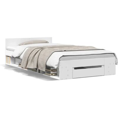 vidaXL Bed Frame with Drawers - Modern White 90x200cm - Bed Type vidaXL Bed Frame with Drawers - Modern White 90x200cm - Bed Type