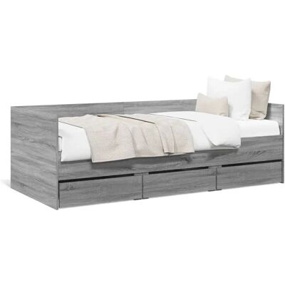 vidaXL Grey Sonoma 75x190cm Sofa Bed with Drawers vidaXL Grey Sonoma 75x190cm Sofa Bed with Drawers