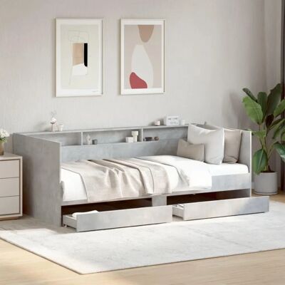 vidaXL Slaapbank met Lades Grijs Beton - Daybed vidaXL Slaapbank met Lades Grijs Beton - Daybed