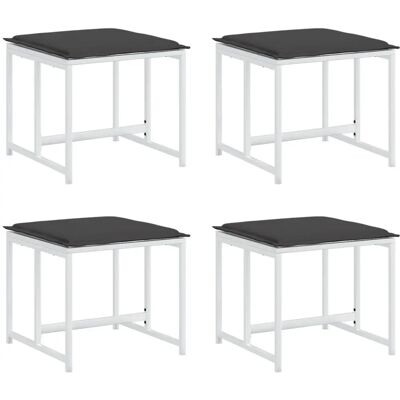 vidaXL Weiß Gartenhocker - Hocker mit Kissen vidaXL Weiß Gartenhocker - Hocker mit Kissen