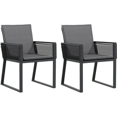 vidaXL Gartenstuhl mit Kissen - 2 Stück Schwarz Poly Rattan vidaXL Gartenstuhl mit Kissen - 2 Stück Schwarz Poly Rattan