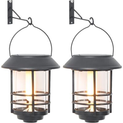 vidaXL Zonne-energie wandlantaarns 2 st flikkerende vlam vidaXL Zonne-energie wandlantaarns 2 st flikkerende vlam