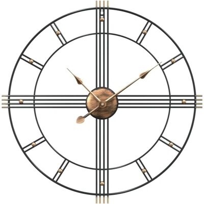 Horloge murale en fer noir vidaXL - Silencieuse à quartz 60cm Horloge murale en fer noir vidaXL - Silencieuse à quartz 60cm