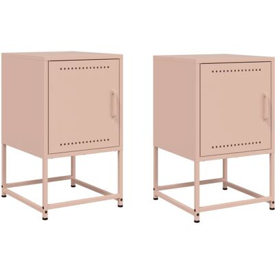 vidaXL Nachttisch 2 Stück Pink Stahl - Nachttisch vidaXL Nachttisch 2 Stück Pink Stahl - Nachttisch