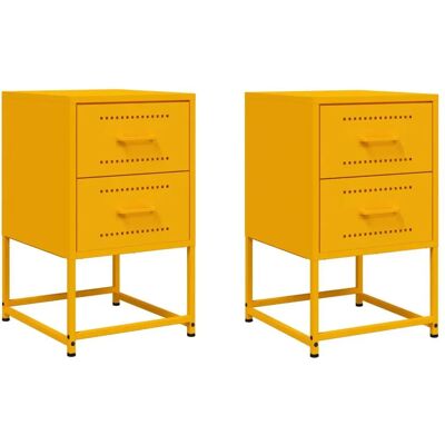 vidaXL Nachttisch - Industrieller Stahl Beistelltisch 2 stk - Gelb vidaXL Nachttisch - Industrieller Stahl Beistelltisch 2 stk - Gelb