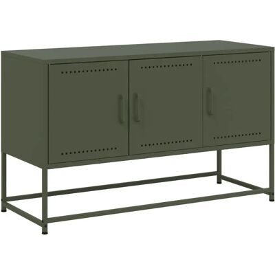 vidaXL 846480 Estantería de TV en acero verde oliva - Mueble TV y Centro de entretenimiento vidaXL 846480 Estantería de TV en acero verde oliva - Mueble TV y Centro de entretenimiento