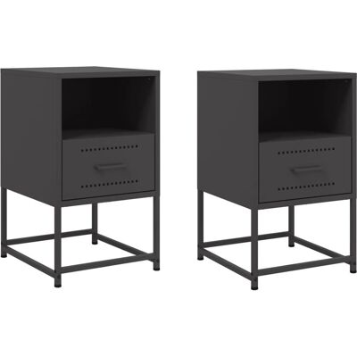 vidaXL Nightstand - Steel, Black - Bedside Table - 36x39x60.5 cm vidaXL Nightstand - Steel, Black - Bedside Table - 36x39x60.5 cm