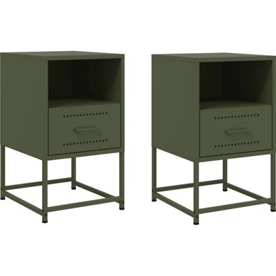 vidaXL Olivgrüner Nachttisch - 2er Set Beistelltisch vidaXL Olivgrüner Nachttisch - 2er Set Beistelltisch