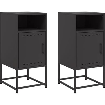 vidaXL Nuits 2 pièces noires - Table de nuit - Acier - Publicité vidaXL Nuits 2 pièces noires - Table de nuit - Acier - Publicité
