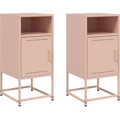 vidaXL Nachttische 2 Stk. Rosa - Beistelltisch - Stahl vidaXL Nachttische 2 Stk. Rosa - Beistelltisch - Stahl