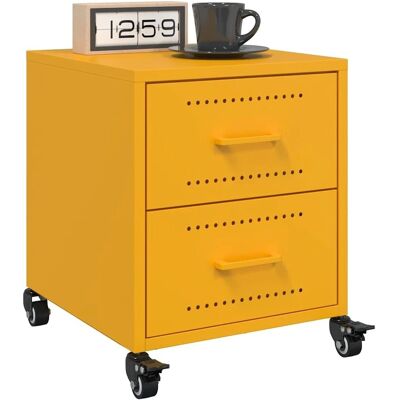 vidaXL Nachttische - Senfgelb Stahl - 2 Stück - Nachttisch vidaXL Nachttische - Senfgelb Stahl - 2 Stück - Nachttisch