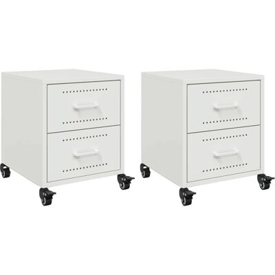 vidaXL Nachttisch 2er Set Weiß Stahl - Nachttisch vidaXL Nachttisch 2er Set Weiß Stahl - Nachttisch