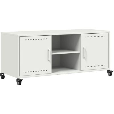 vidaXL 846667 Weißes Stahl TV-Schrank - TV-Aufbewahrung vidaXL 846667 Weißes Stahl TV-Schrank - TV-Aufbewahrung