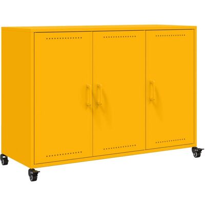 vidaXL Buffet en acier jaune moutarde - Rangement salon 100,5x39x72 cm vidaXL Buffet en acier jaune moutarde - Rangement salon 100,5x39x72 cm