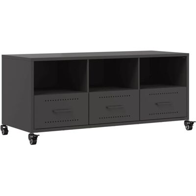 vidaXL TV-kaappi - Kylmävalssattu teräs - Musta - 100,5x39x43,5 cm - Viihdekeskus vidaXL TV-kaappi - Kylmävalssattu teräs - Musta - 100,5x39x43,5 cm - Viihdekeskus