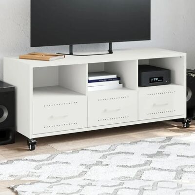 vidaXL Weißes Stahl TV-Schrank - TV Tisch für Wohnzimmer vidaXL Weißes Stahl TV-Schrank - TV Tisch für Wohnzimmer