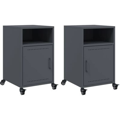 vidaXL Nachtkastjes - Grijs antraciet staal - 2 stuks - 36x39x59 cm vidaXL Nachtkastjes - Grijs antraciet staal - 2 stuks - 36x39x59 cm