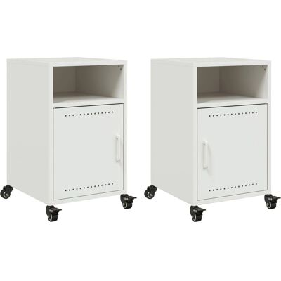 vidaXL Bedside Cabinets 2 pcs White Steel vidaXL Bedside Cabinets 2 pcs White Steel