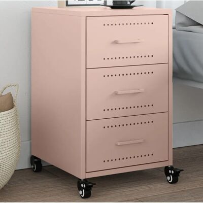vidaXL Nachttisch Rosa 36x39x59 cm Stahl - Nachttisch vidaXL Nachttisch Rosa 36x39x59 cm Stahl - Nachttisch