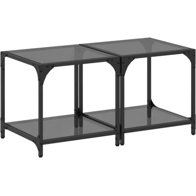vidaXL Schwarze Couchtische mit Glasplatte - 40x40x40 cm, 2 Stück vidaXL Schwarze Couchtische mit Glasplatte - 40x40x40 cm, 2 Stück