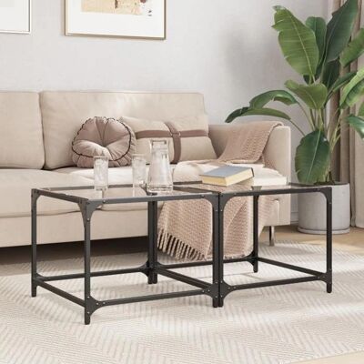 vidaXL Couchtisch mit Transparentem Glas - 2 st 50x50x40 cm vidaXL Couchtisch mit Transparentem Glas - 2 st 50x50x40 cm