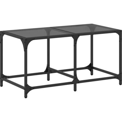 vidaXL Black Steel Coffee Table with Glass Top - 78.5x40x40 cm vidaXL Black Steel Coffee Table with Glass Top - 78.5x40x40 cm