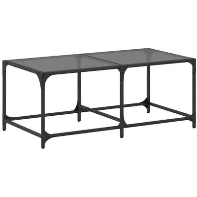 vidaXL Schwarzer Stahl-Kaffeetisch - 98,5x50x40 cm mit Glasplatte vidaXL Schwarzer Stahl-Kaffeetisch - 98,5x50x40 cm mit Glasplatte