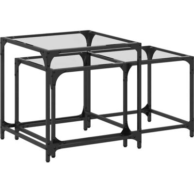 vidaXL Nistende Couchtische 2 Stück mit Transparentem Glas - Beistelltisch-Set vidaXL Nistende Couchtische 2 Stück mit Transparentem Glas - Beistelltisch-Set
