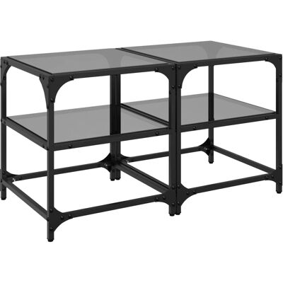 vidaXL Schwarzer Stahl Couchtisch - 40x40x45 cm - 2 Stück vidaXL Schwarzer Stahl Couchtisch - 40x40x45 cm - 2 Stück