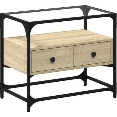 vidaXL 846055 Sonoma Eiche TV Schrank - TV Tisch mit Glasplatte vidaXL 846055 Sonoma Eiche TV Schrank - TV Tisch mit Glasplatte