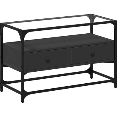 vidaXL 846059 Schwarzer TV-Schrank mit Glasplatte - TV Möbel vidaXL 846059 Schwarzer TV-Schrank mit Glasplatte - TV Möbel
