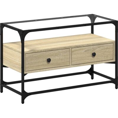 vidaXL TV Schrank Sonoma Eiche Glasplatte 80x35x51 cm - TV Schrank vidaXL TV Schrank Sonoma Eiche Glasplatte 80x35x51 cm - TV Schrank