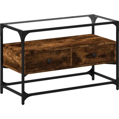 vidaXL Räuchereiche TV-Schrank - 98x35x51 cm mit Glastisch vidaXL Räuchereiche TV-Schrank - 98x35x51 cm mit Glastisch