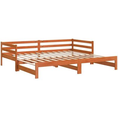 vidaXL Daybed with Trundle - Solid Wood - 90x190 cm - Brown vidaXL Daybed with Trundle - Solid Wood - 90x190 cm - Brown
