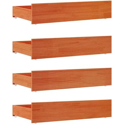 vidaXL Casiers de lit 4 pcs Bois massif pin marron cire - Casiers de lit vidaXL Casiers de lit 4 pcs Bois massif pin marron cire - Casiers de lit