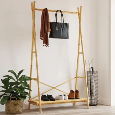 vidaXL Tøjstativ med Hylde - Bambus - 102x50x190 cm - Tøjstativ vidaXL Tøjstativ med Hylde - Bambus - 102x50x190 cm - Tøjstativ