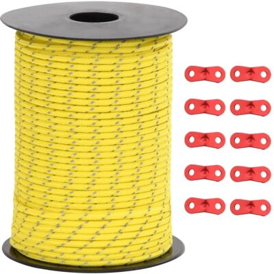 vidaXL Zeltleine mit reflektierenden Streifen - 50 m, Gelb vidaXL Zeltleine mit reflektierenden Streifen - 50 m, Gelb