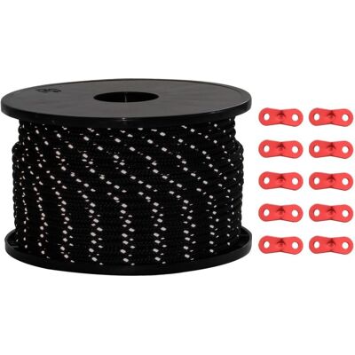 vidaXL Zeltspanner mit reflektierenden Streifen und Spannern - 50 m 5 mm Zeltleine vidaXL Zeltspanner mit reflektierenden Streifen und Spannern - 50 m 5 mm Zeltleine