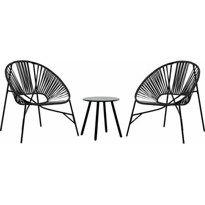 vidaXL Gartenstuhl-Set Schwarz Poly Rattan 3-tlg. vidaXL Gartenstuhl-Set Schwarz Poly Rattan 3-tlg.