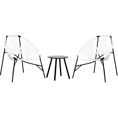 VidaXL Garden Chair Set - 3 pcs - Black & White - Garden Furniture VidaXL Garden Chair Set - 3 pcs - Black & White - Garden Furniture