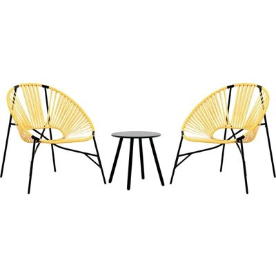 vidaXL Gartensessel-Set - Schwarz und Gelb Poly Rattan - Gartenmöbel vidaXL Gartensessel-Set - Schwarz und Gelb Poly Rattan - Gartenmöbel